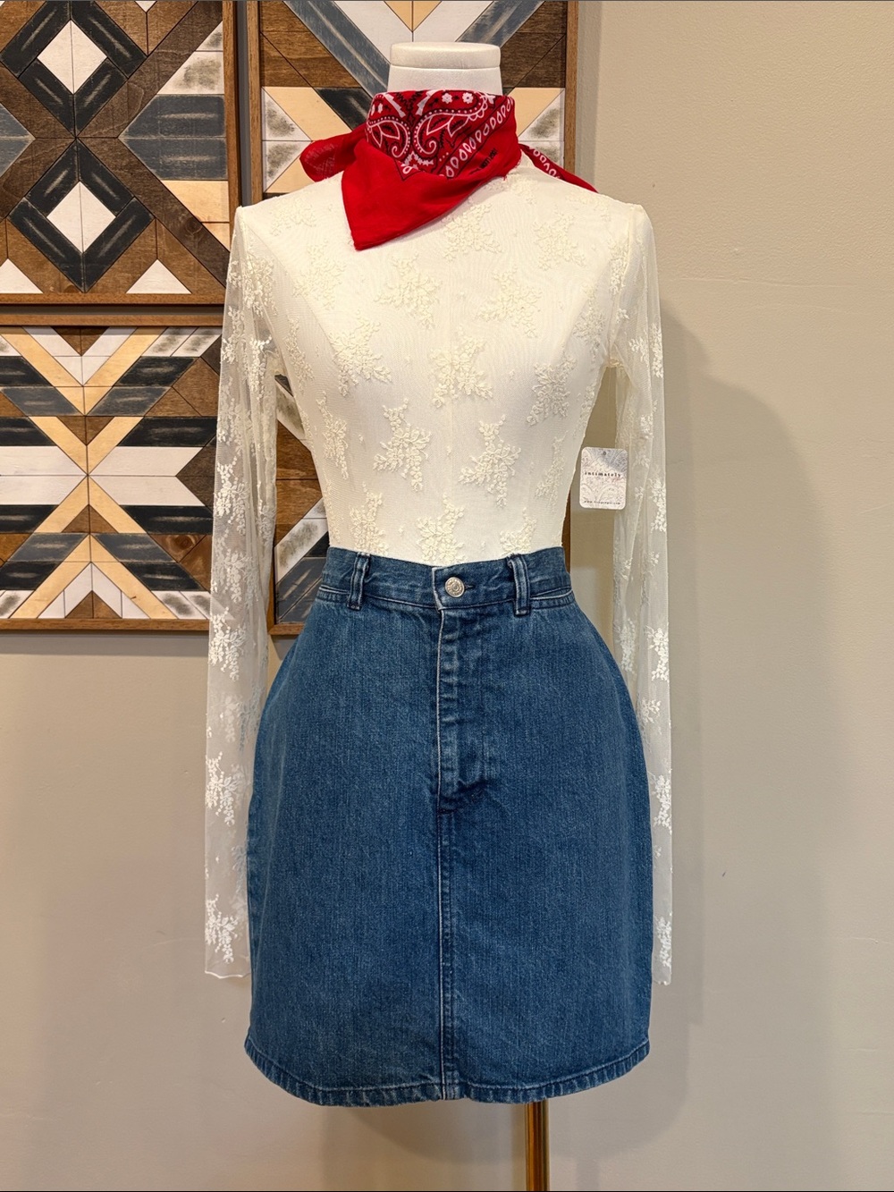 Vintage Ralph Lauren Country 90s Mini Denim Jean Skirt size 12